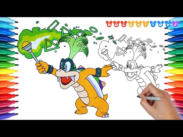 How to draw super mario bros iggy of koopalings drawing coloring pages videos for kids