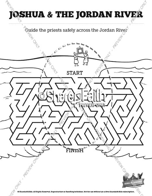 Joshua crossing the jordan river sunday school coloring pages â