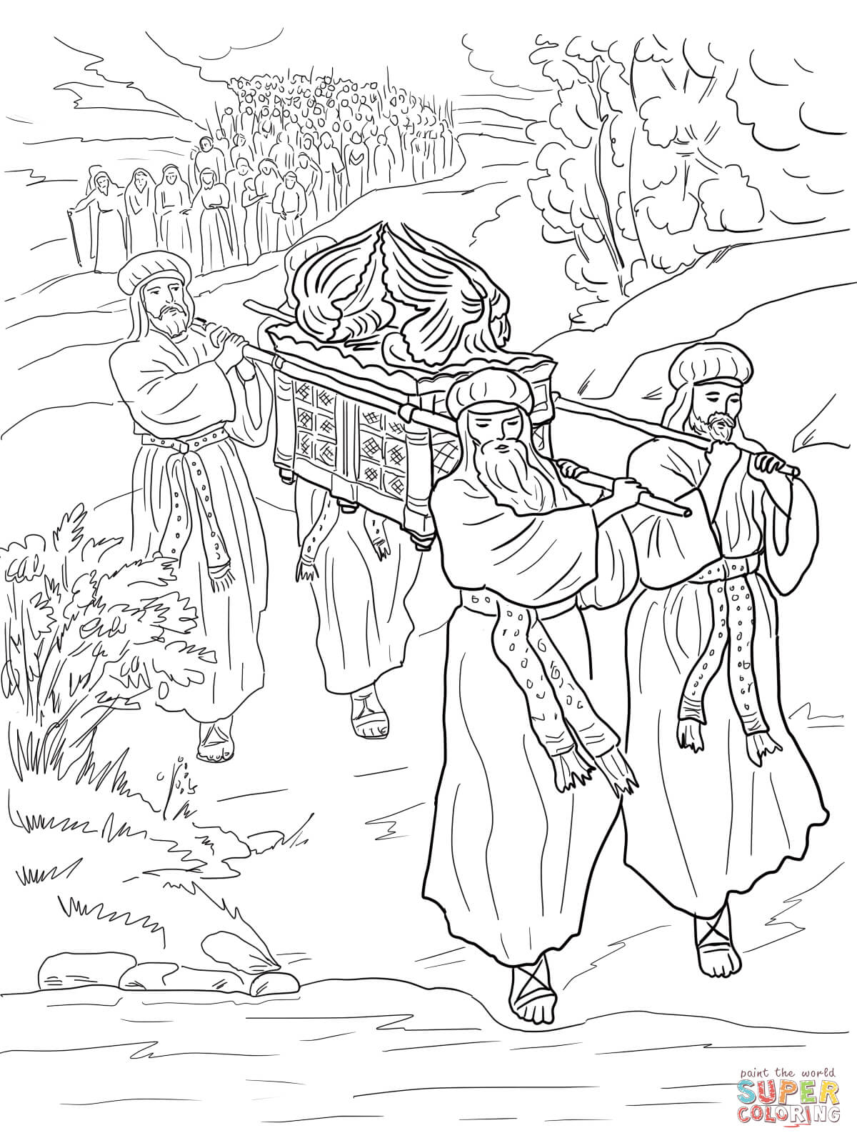Joshua and the israelites cross the jordan river coloring page free printable coloring pages