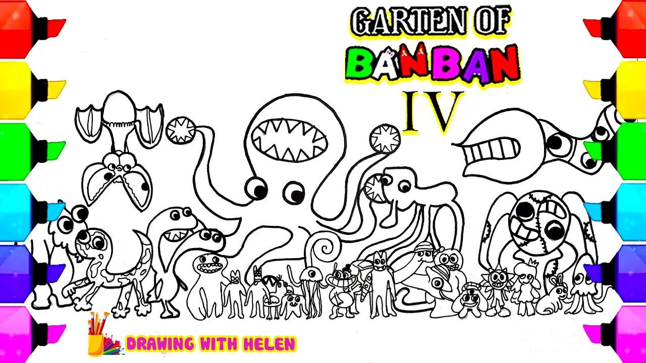 Garten of banban coloring page coloring all new bosses ending episode cartoon