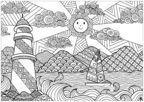 Scenery coloring pages for adults