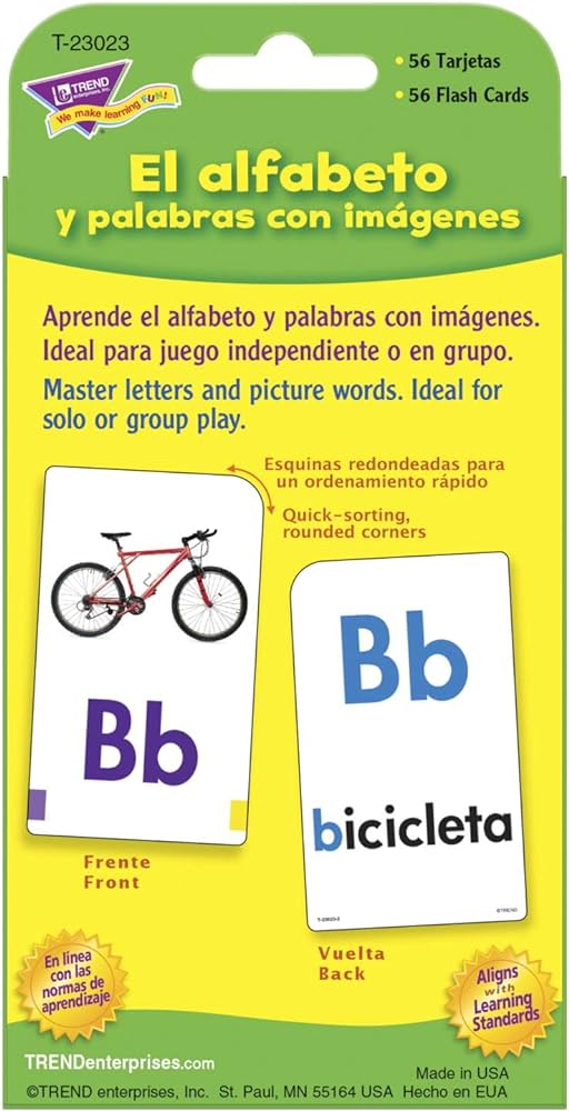 Spanish alphabet picture words pocket flash cards toys games