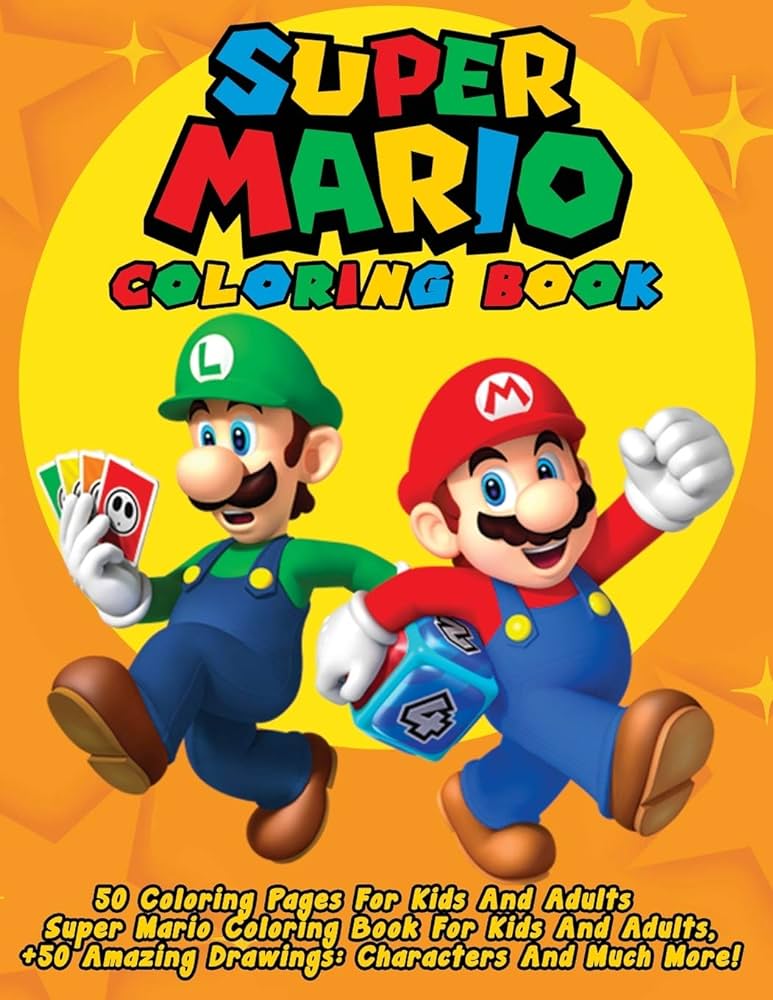 Super mario coloring book coloring pages for kids and adults super mario coloring book for kids and adults amazing drawings characters and much more libros