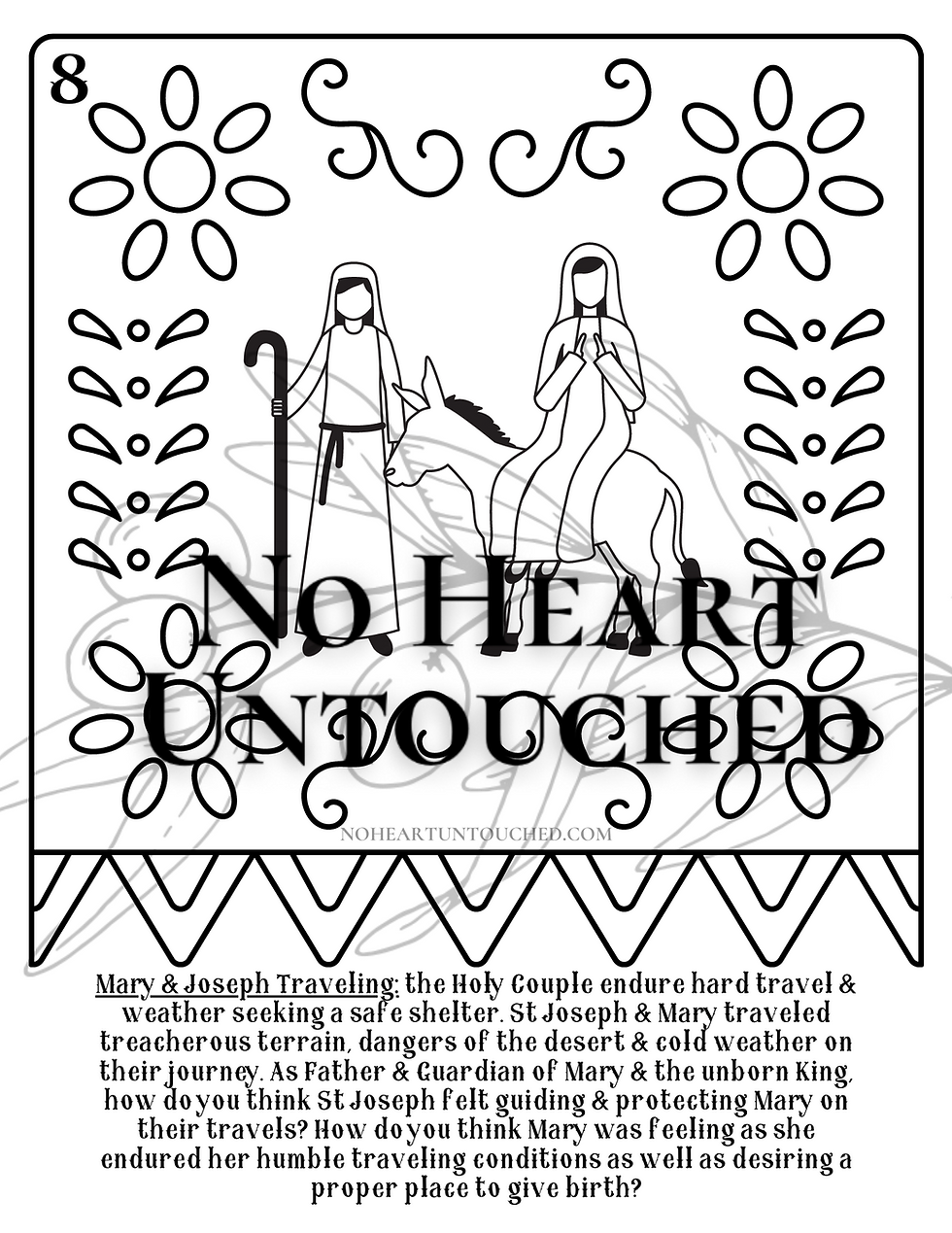 Las posadas countdown coloring sheets advent digital download no heart untouched