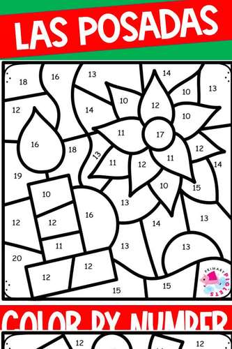 Las posadas christmas in mexico color by number code coloring pages sheets