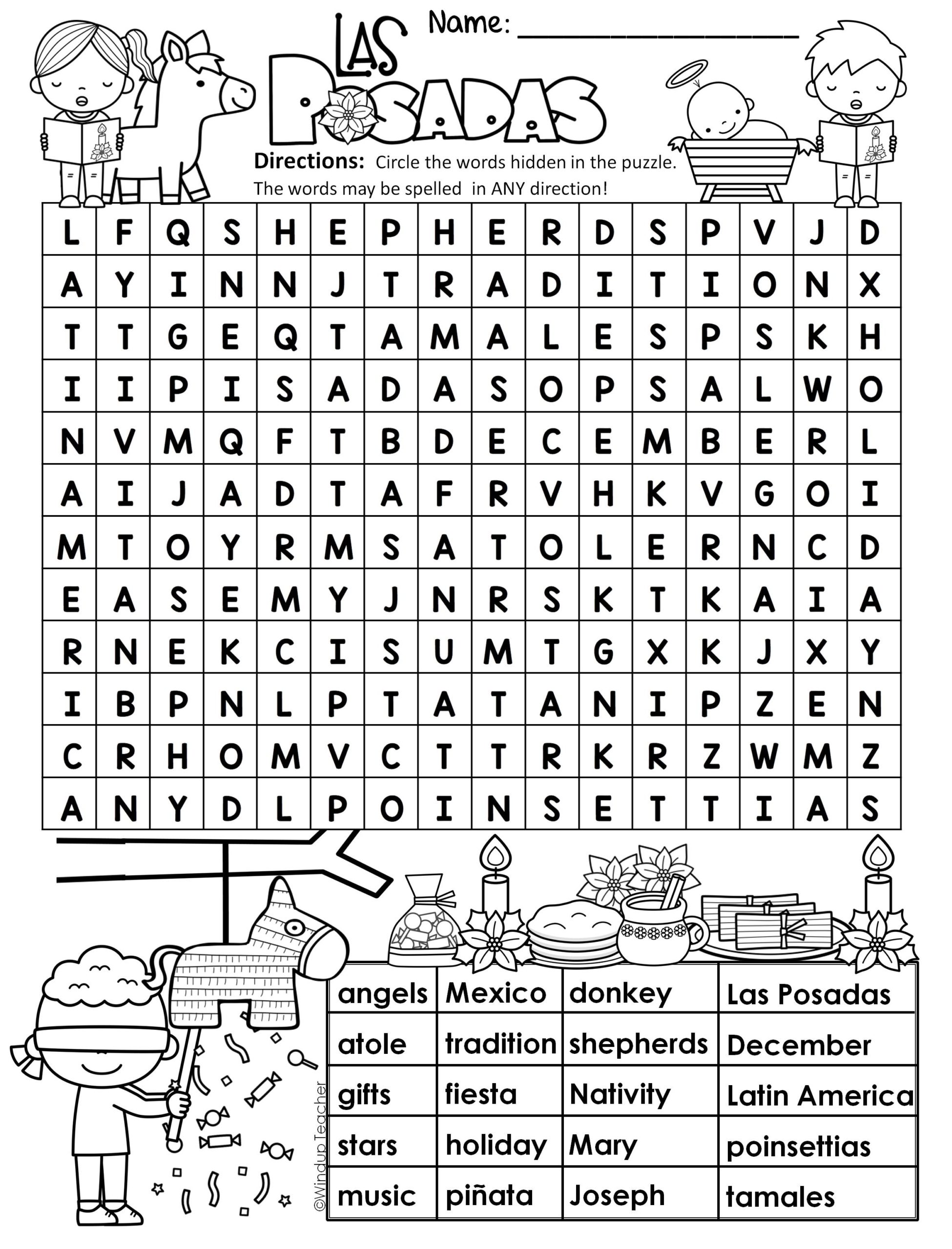 Las posadas word search hard puzzle ready to go made by teachers