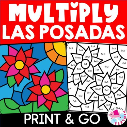 Las posadas multiplication color by number code christmas around the world made by teachers