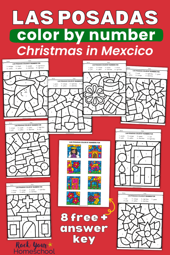 Las posadas color by number for christmas in mexico free