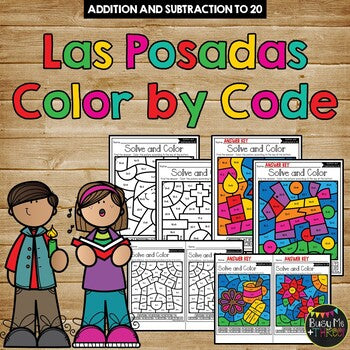 Las posadas color by code addition subtraction to mystery pictu busy me plus three