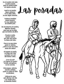 Las posadas coloring page with lyrics by una profe para todos