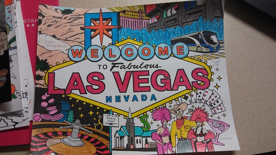 Working on my cities of the world book viva las vegas rcoloring