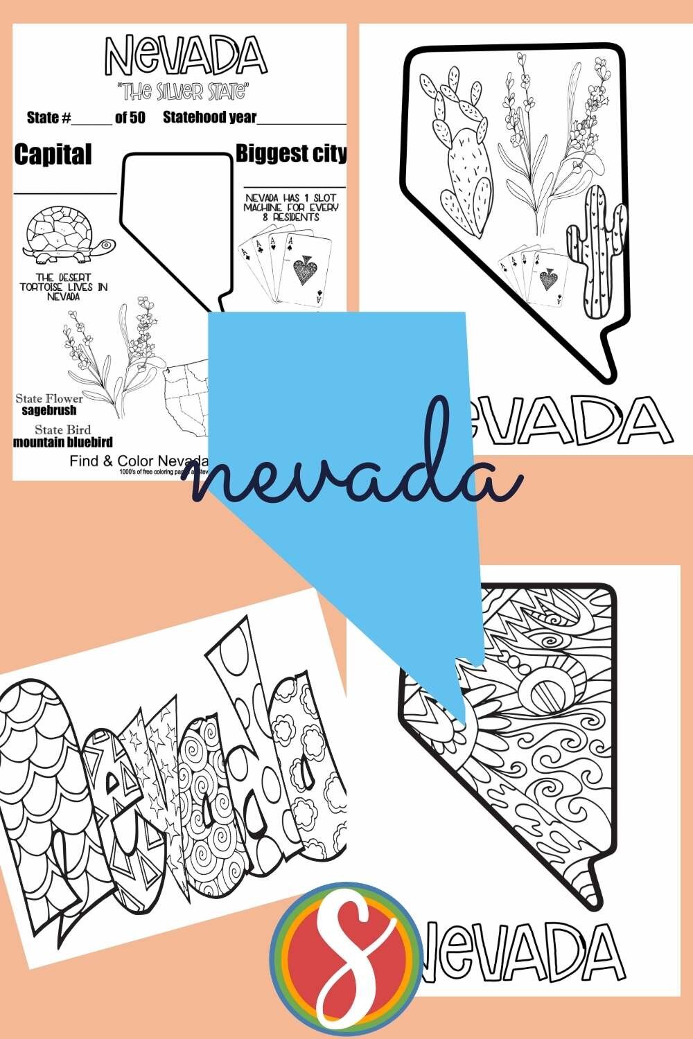 Free nevada coloring pages â stevie doodles