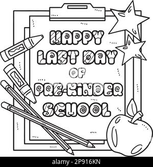 Happy last day of pre k school coloring page stock vector image art