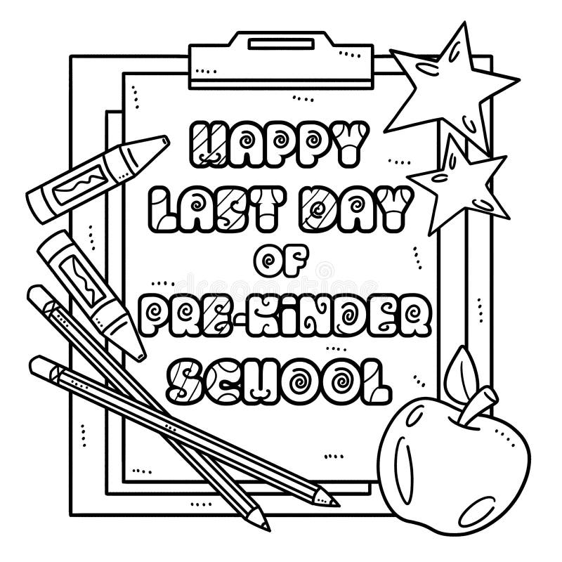 Last day of school coloring page for kids stock vector