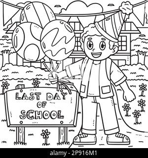 Happy last day of pre k school coloring page stock vector image art
