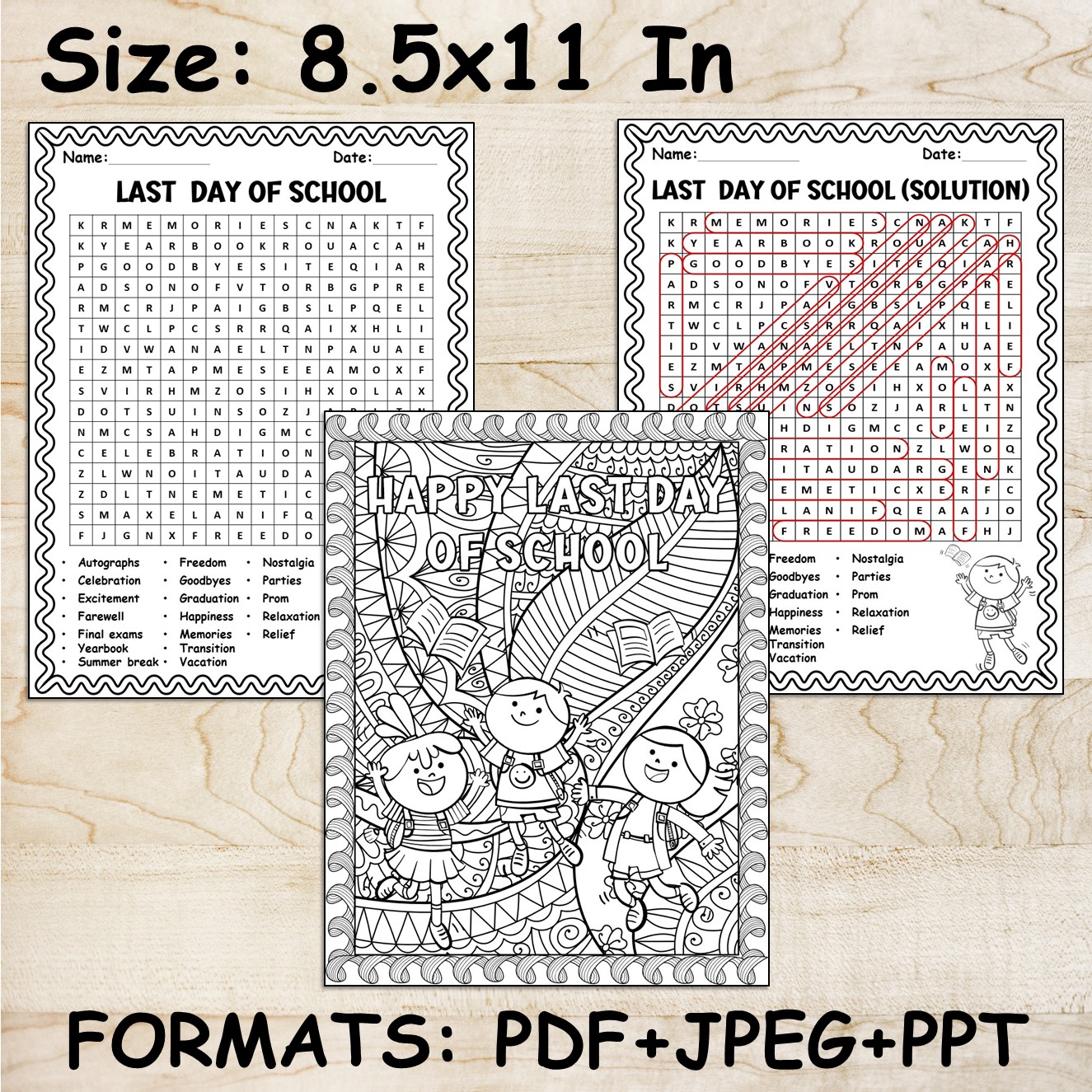 Last days of school countdown activities word search mindfulness coloring page made by teachers