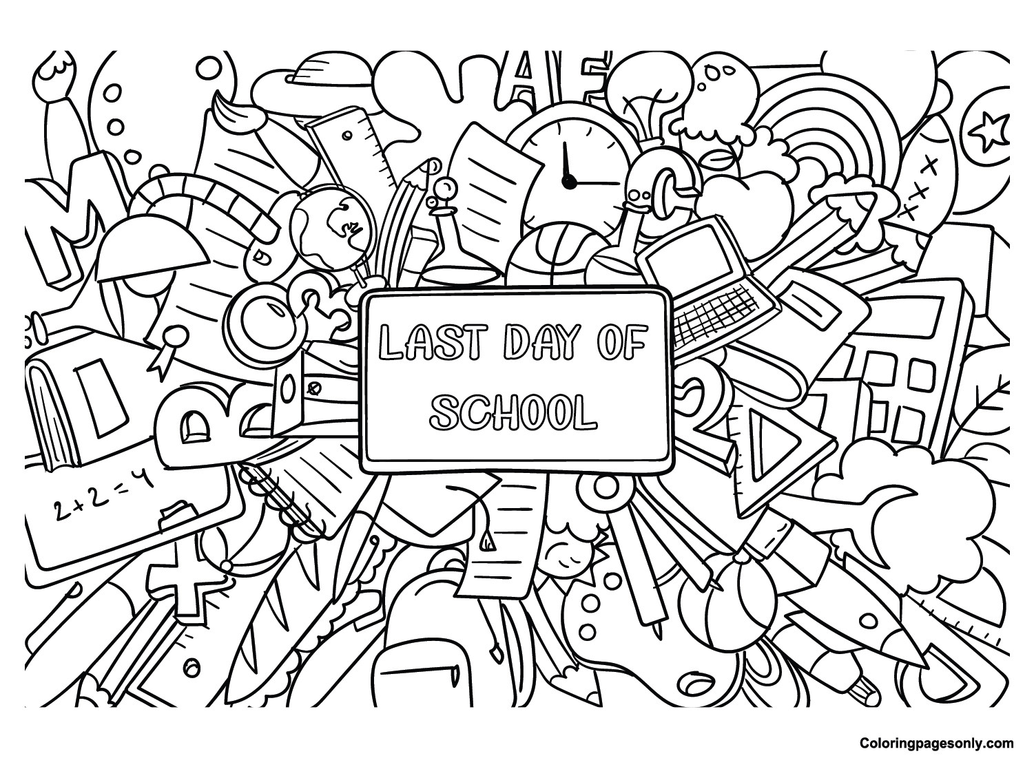 Last day of school free coloring page