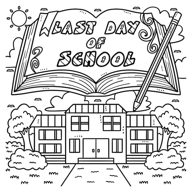 Premium vector last day of school isolated coloring page for kids