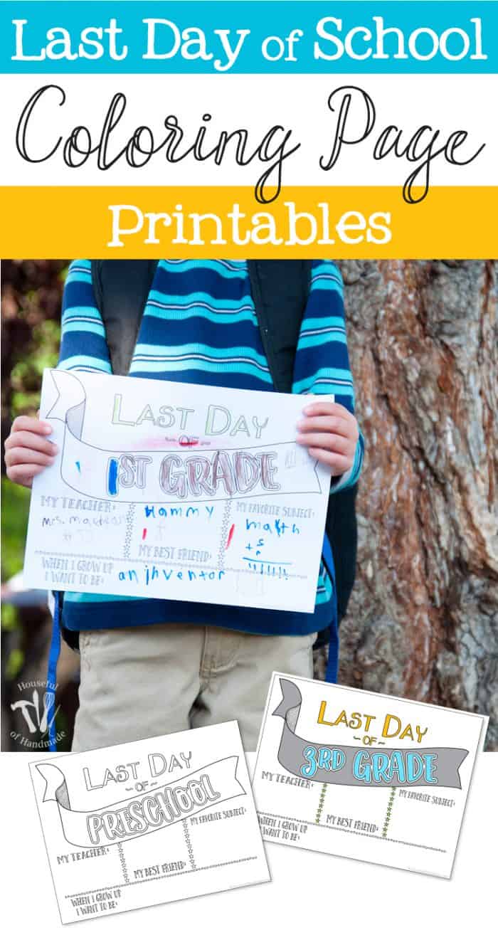 Last day of school coloring printables