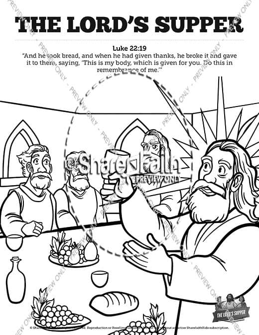 Luke the lords supper sunday school coloring pages â