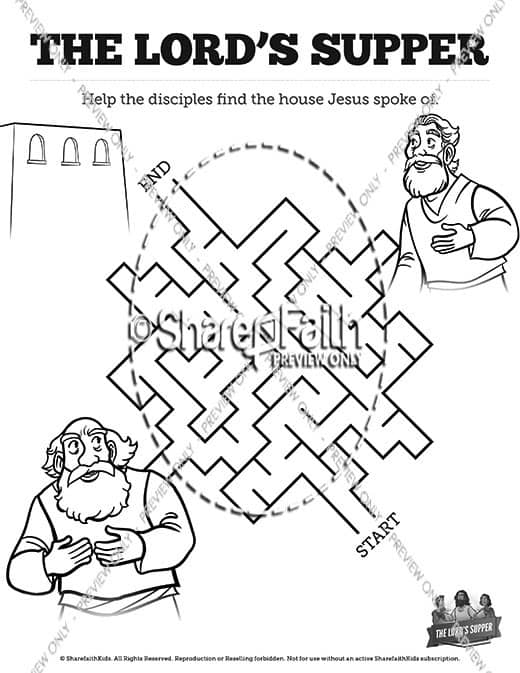 Luke the lords supper sunday school coloring pages â