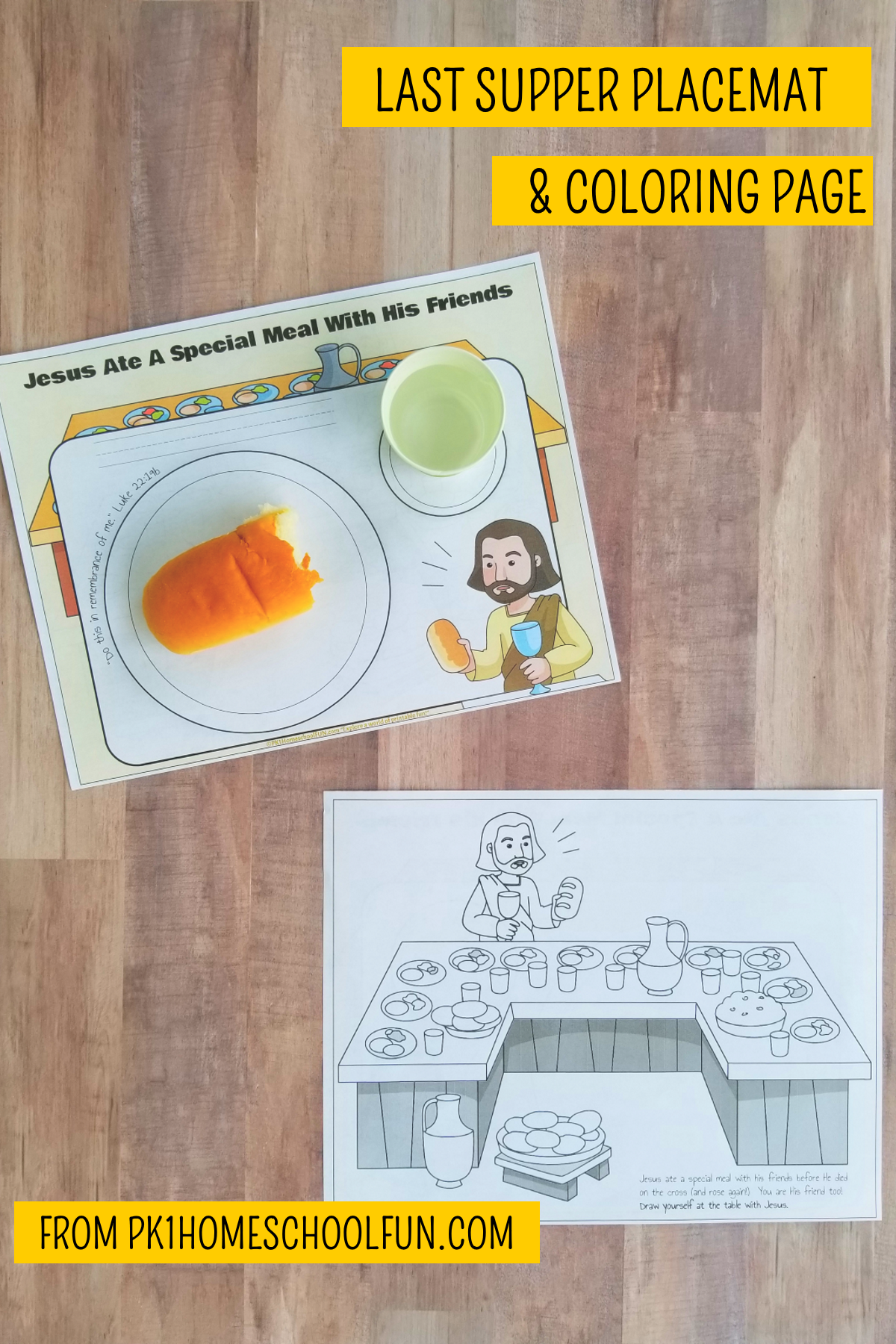 Last supper placemats coloring page â