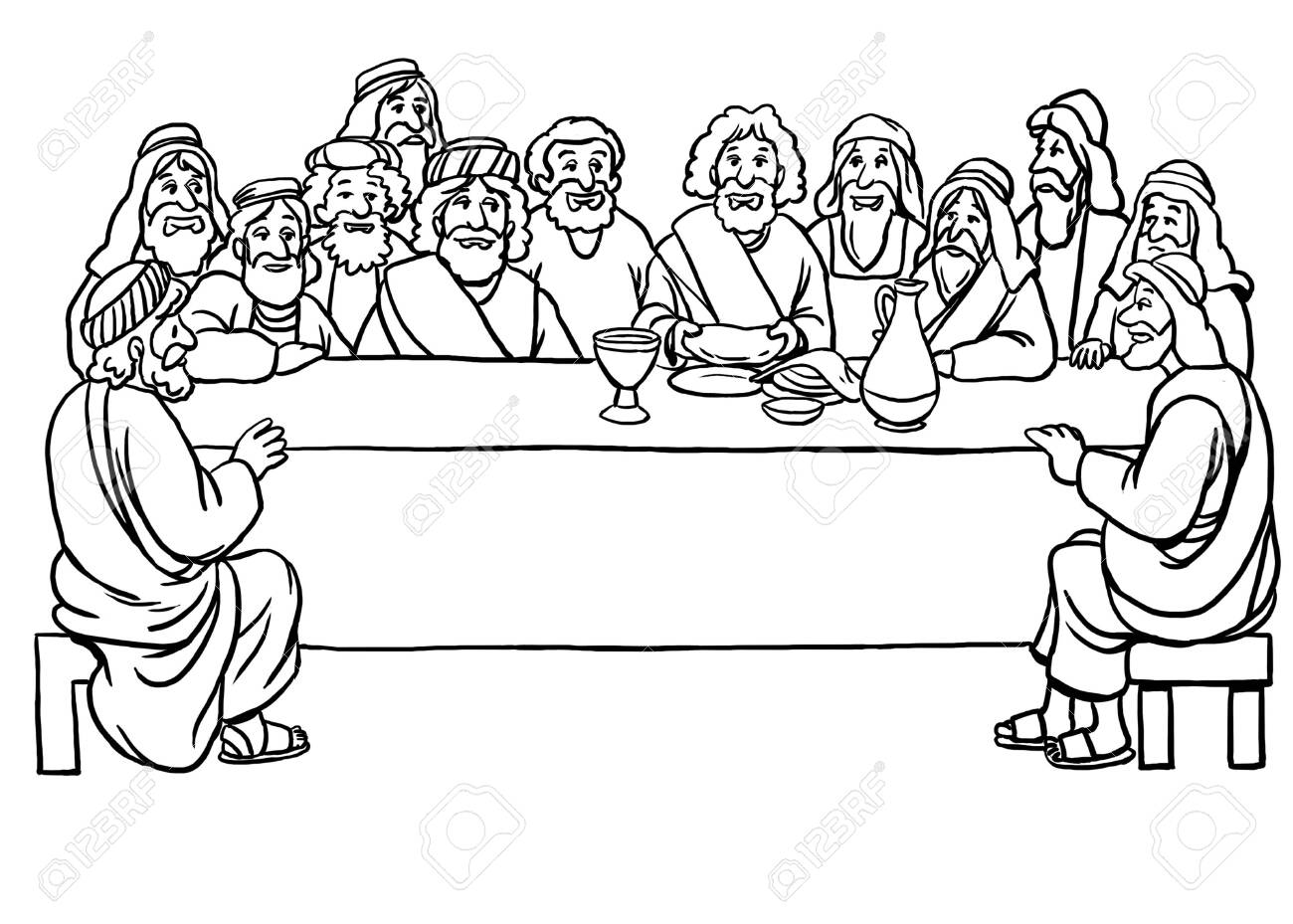 Coloring page of the last supper stock photo picture and royalty free image image
