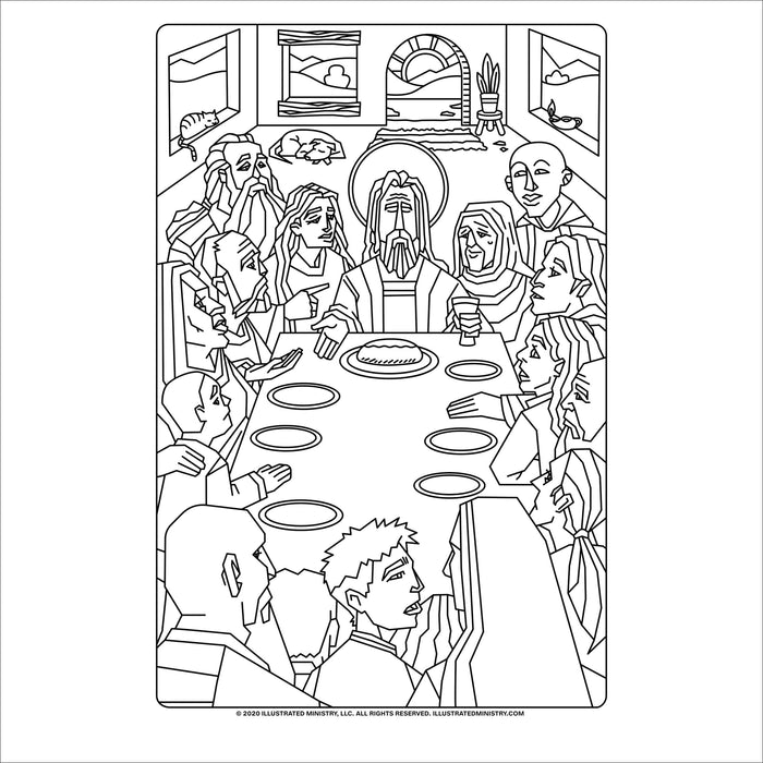 Last supper coloring page poster â illustrated ministry