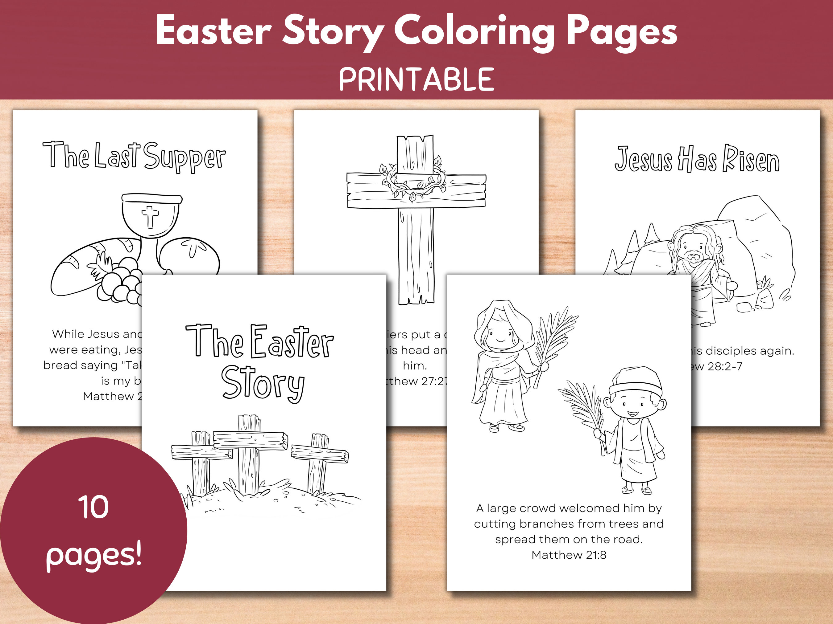 Easter story coloring pages religious easter story for kids he is risen holy week bible easter story cards sunday school activity
