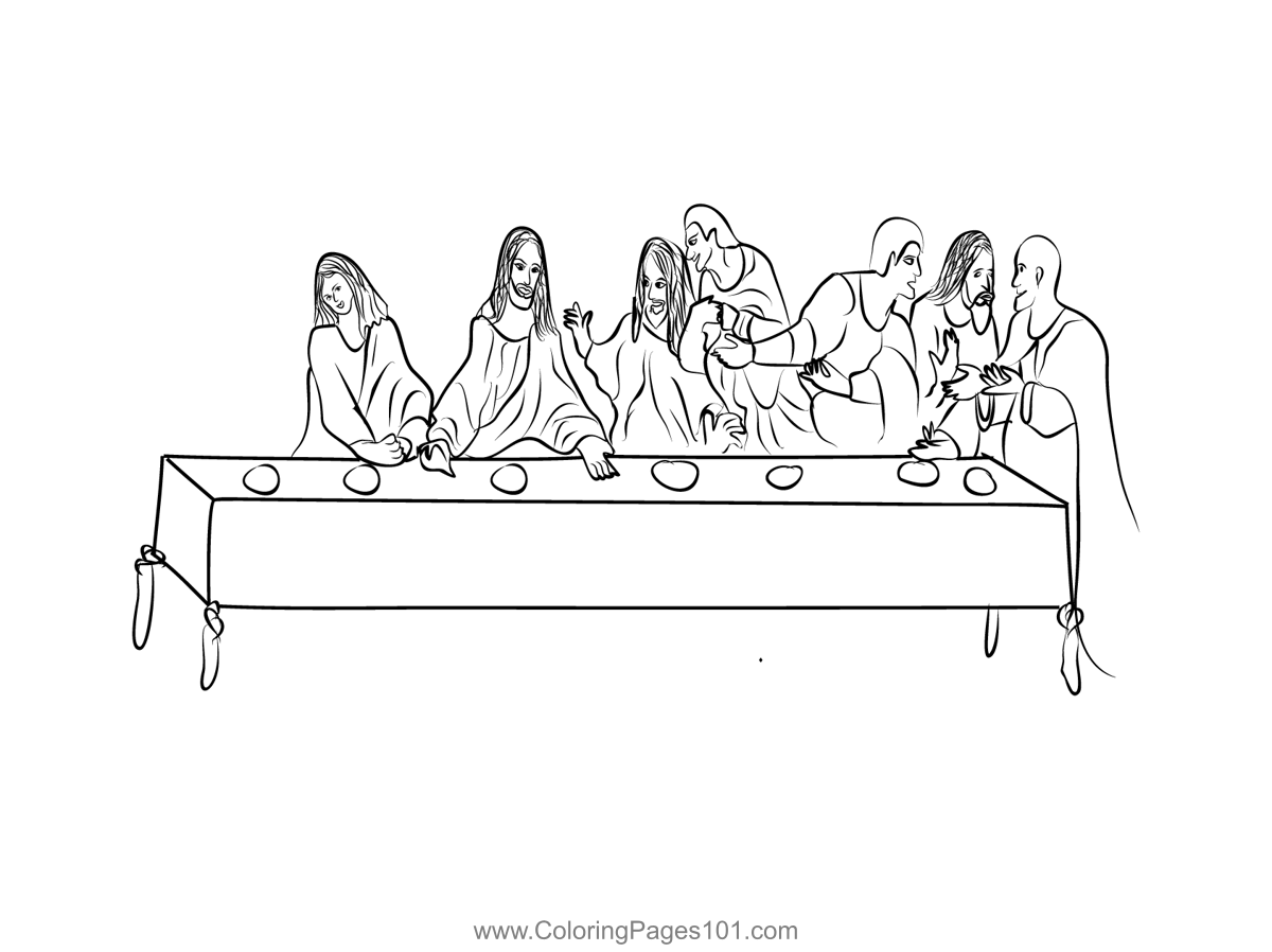 Mary magdalene and jesus last supper coloring page for kids