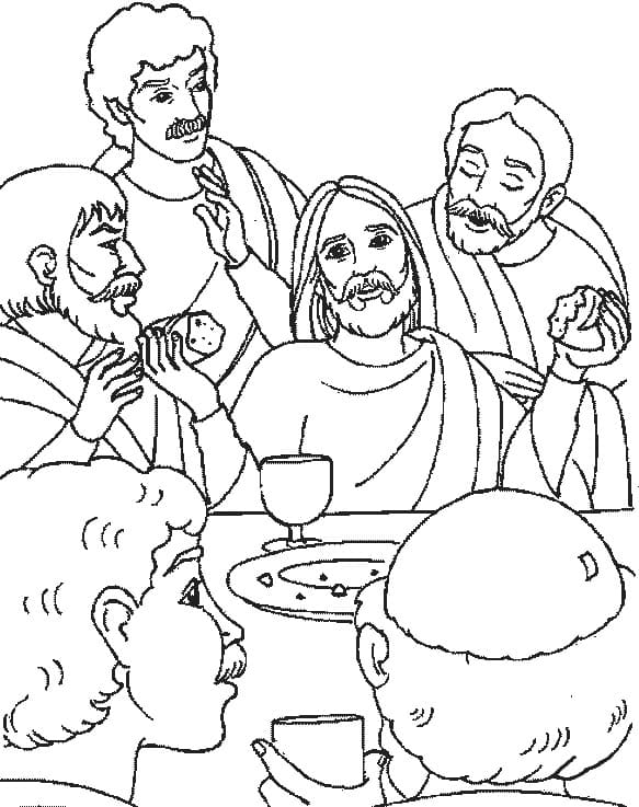 Jesus feeds the coloring page