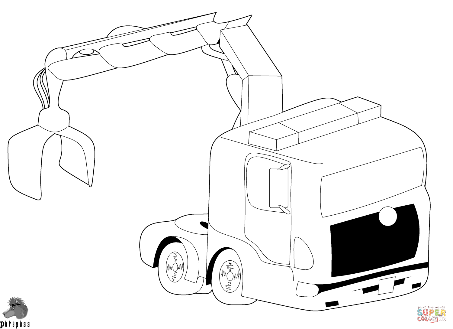 Truck with crane coloring page free printable coloring pages