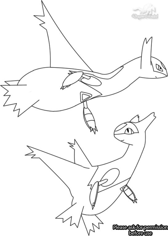 Latios and latias line art by dragon