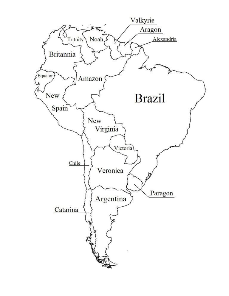 South america coloring page with country names latin america map map worksheets map quiz