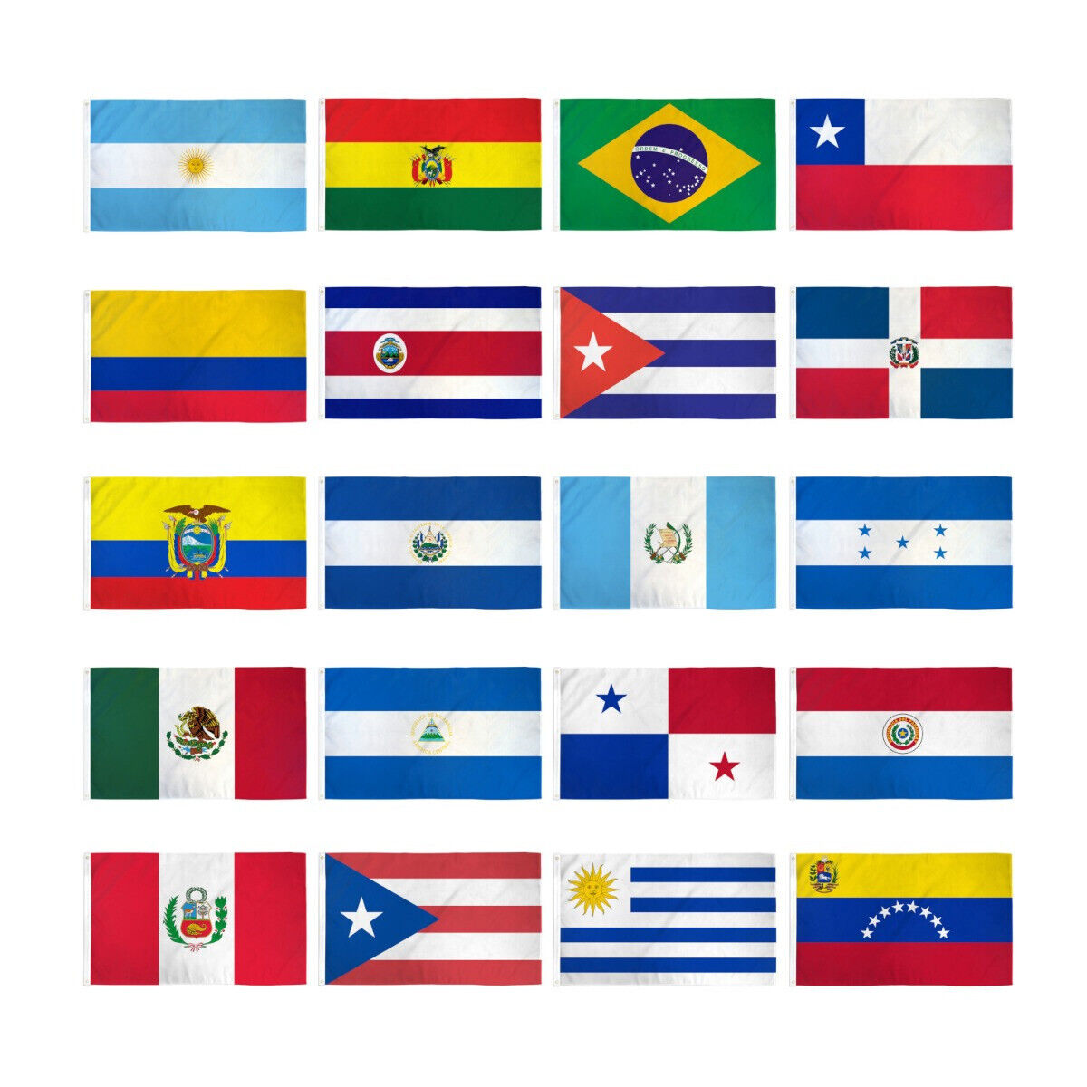 Set of latin american country flags set of latin america flags xft flags