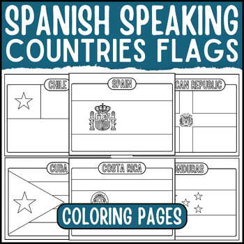 Spanish speaking countries coloring flags hispanic heritage month coloring