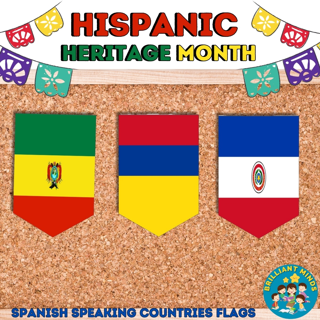 Hispanic heritage month bulletin board flags