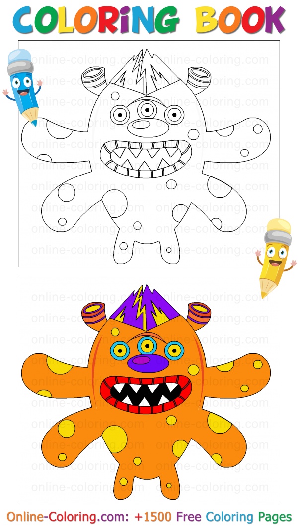 Strange monster free online coloring page