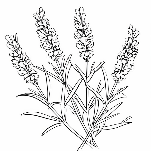 Premium ai image lavender coloring page simple and classic black and white drawing for kids