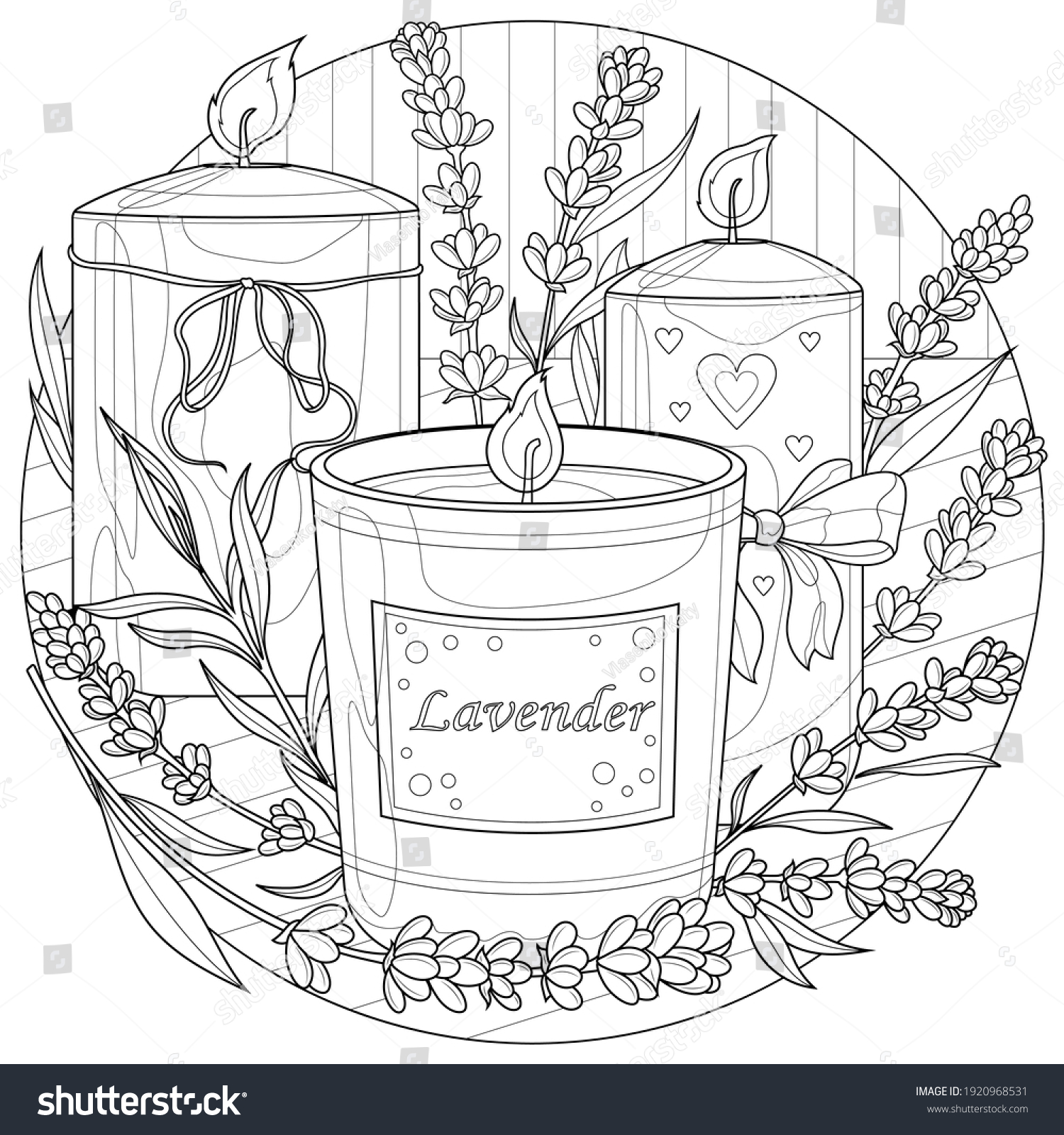 Candles lavendercoloring book antistress children adults stock vector royalty free