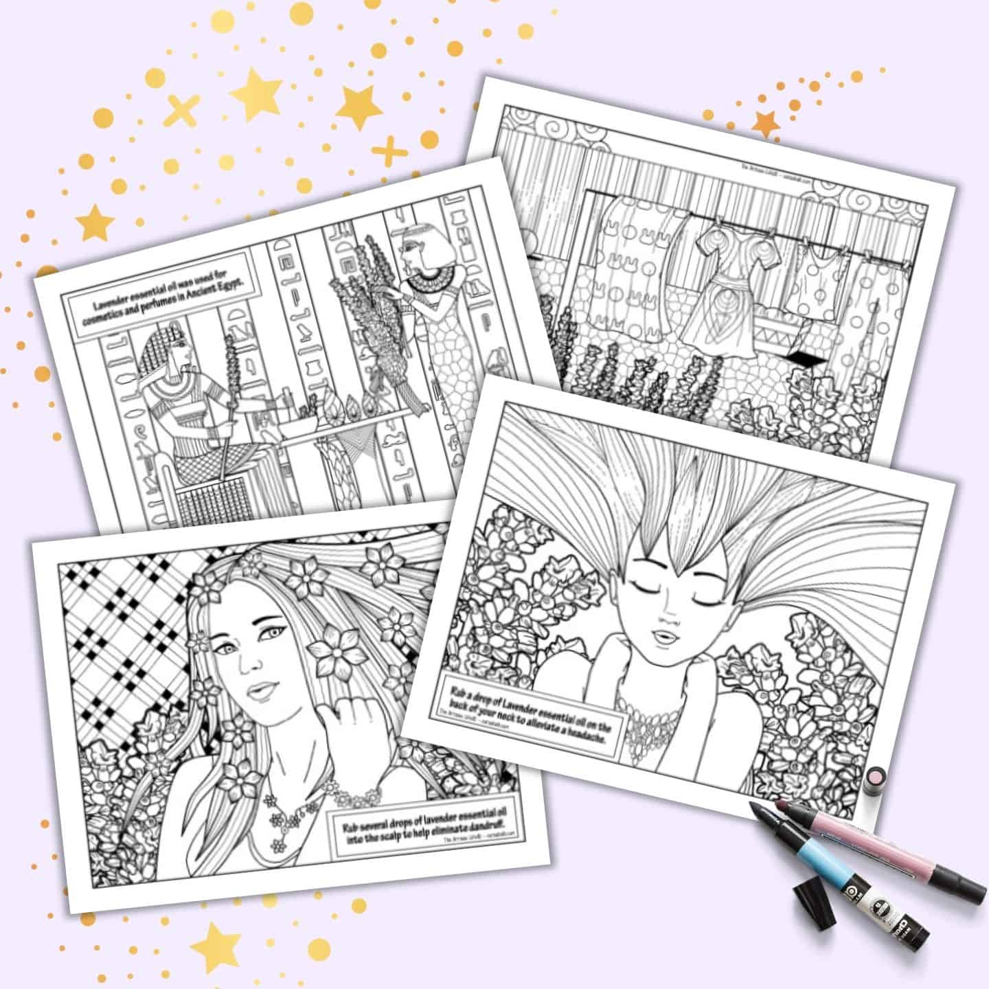 Free printable lavender essential oil coloring pages