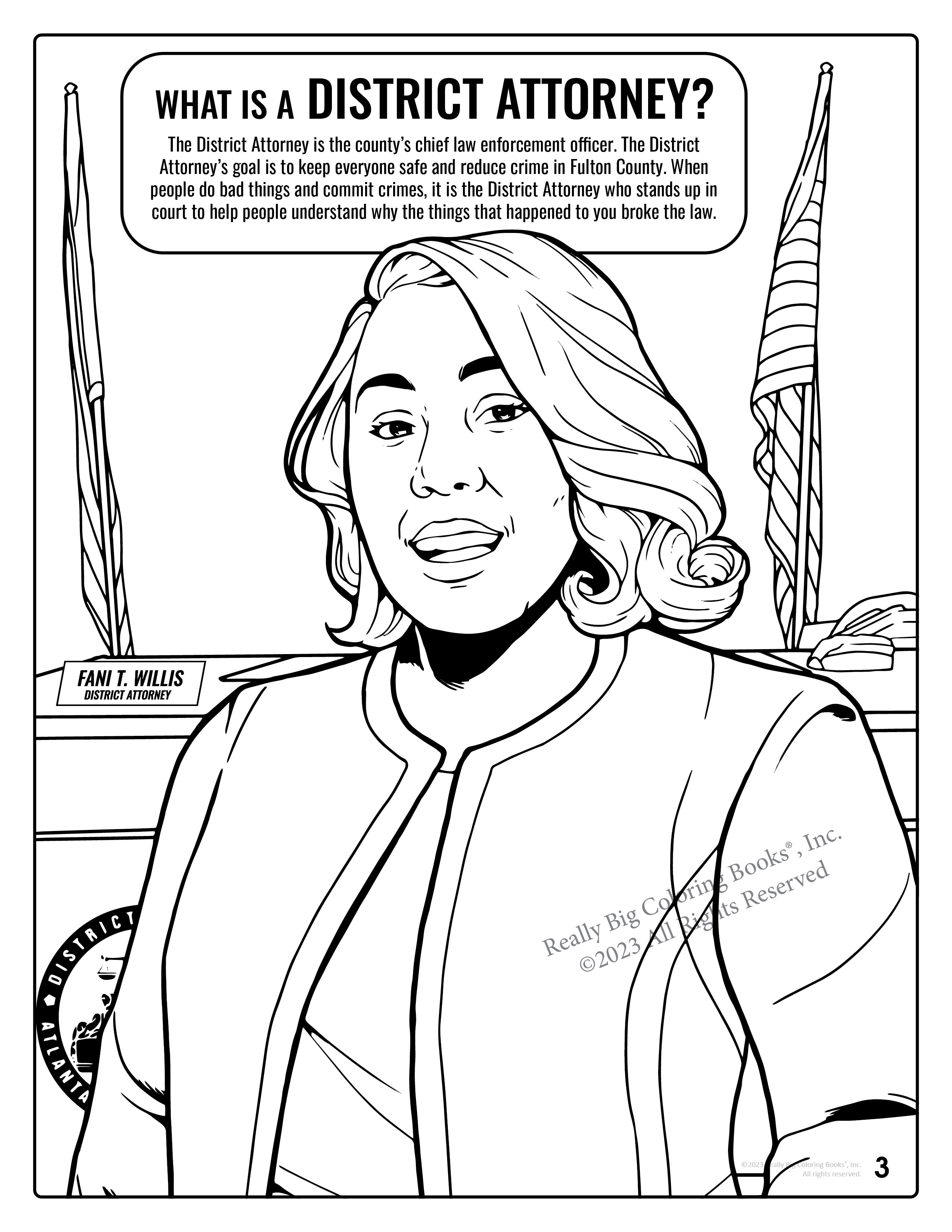 Victim advocacy coloring books teach a child witness what happens in court by district and prosecuting attorneys