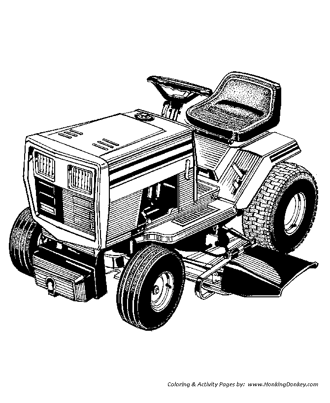 Farm equipment coloring pages printable farmer on a lawn mower coloring page and kids activity sheet