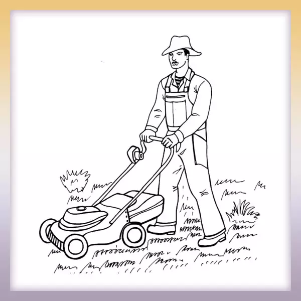 Gardener with mower â