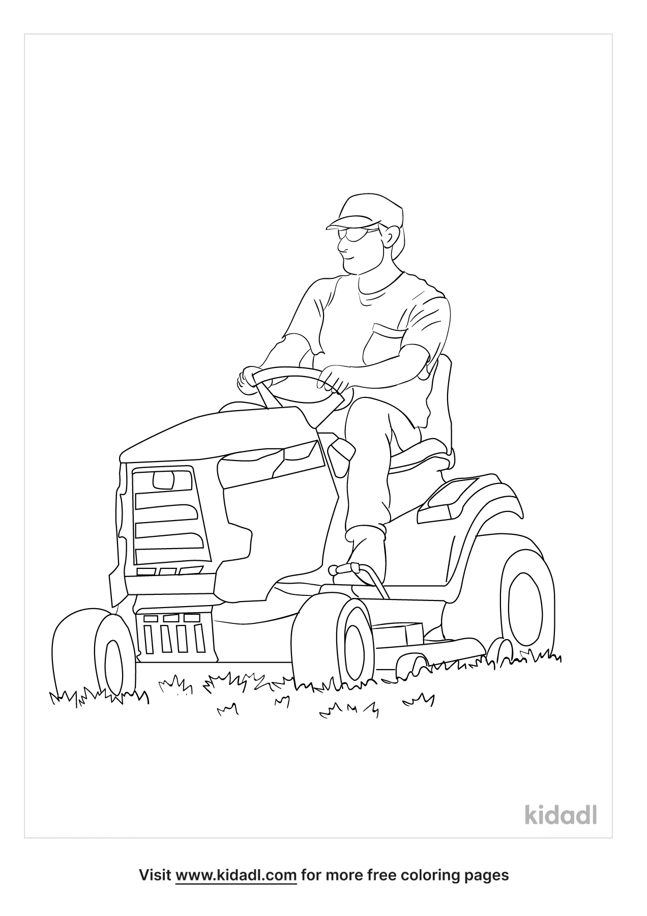 Free riding lawn mower coloring page coloring page printables