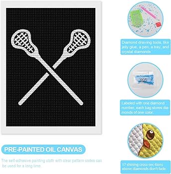 Lacrosse sticks crossed diamond painting kits full drill diamond painting picture decor for wall window door x sports outdoors