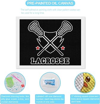 Lacrosse crossed sticks diy diamond painting picture wall art kits decoration funny print posters prints