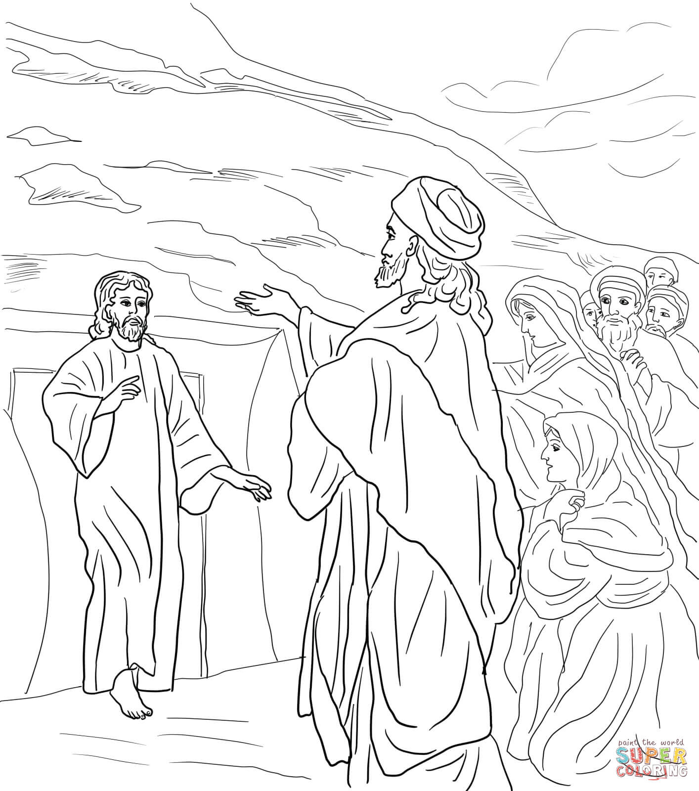 Jesus raises lazarus from the dead coloring page free printable coloring pages