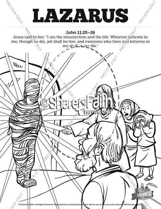 John lazarus sunday school coloring pages â