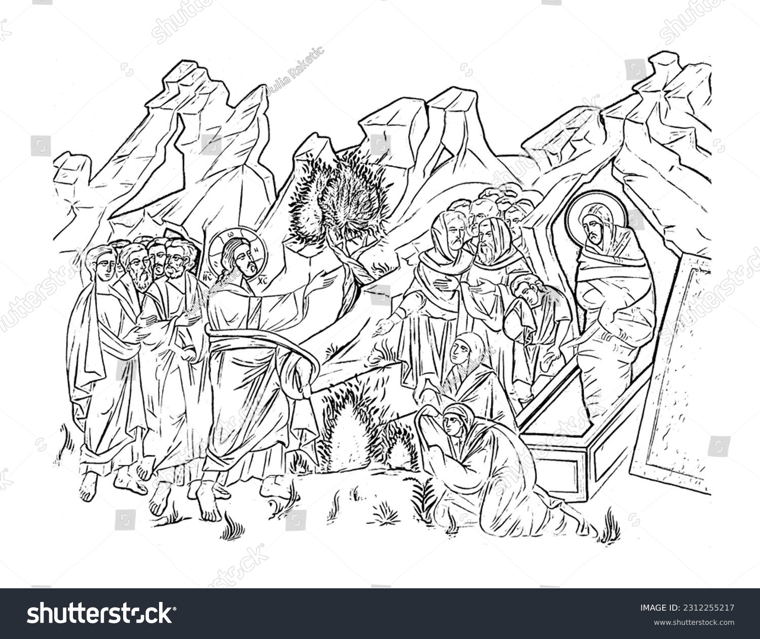 Lazarus bethany miracles jesus coloring page stock illustration